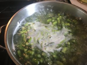 Cook pasta and asparagus in the same pot