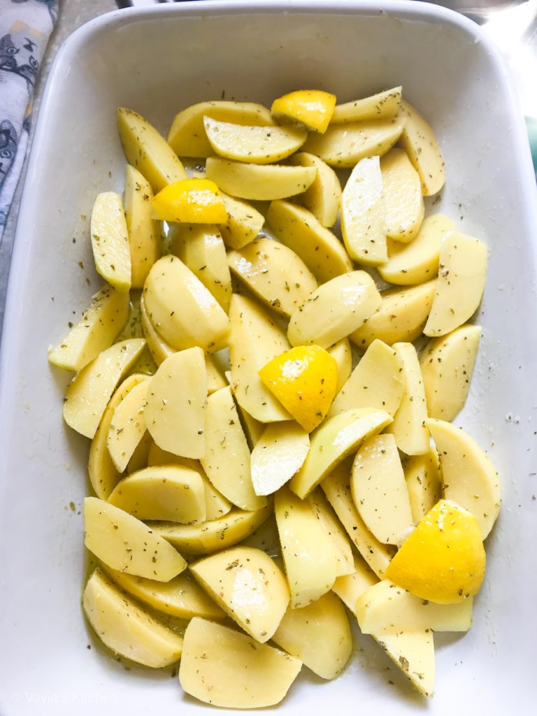 Prep your Greek Style Lemon Roasted Potatoes