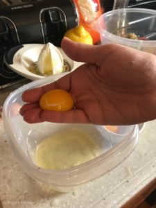 Separate two eggs for Youvarlakia with Avgolemono