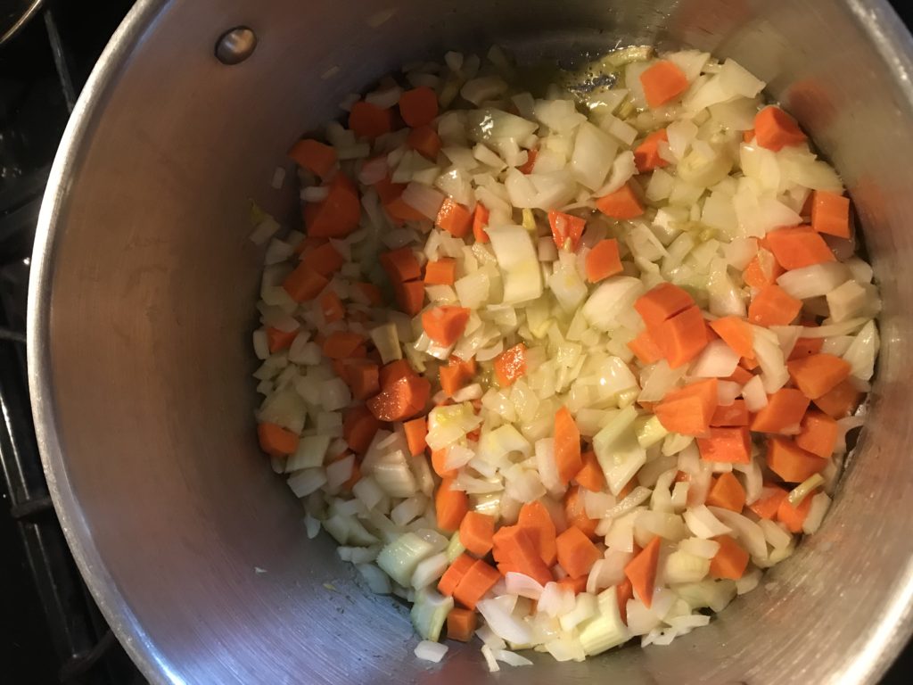 Saute veggies for Easy Pot Shrimp and Rice