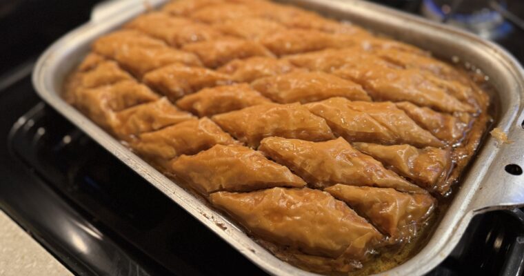 Traditional Greek Baklava with Walnuts and Honey